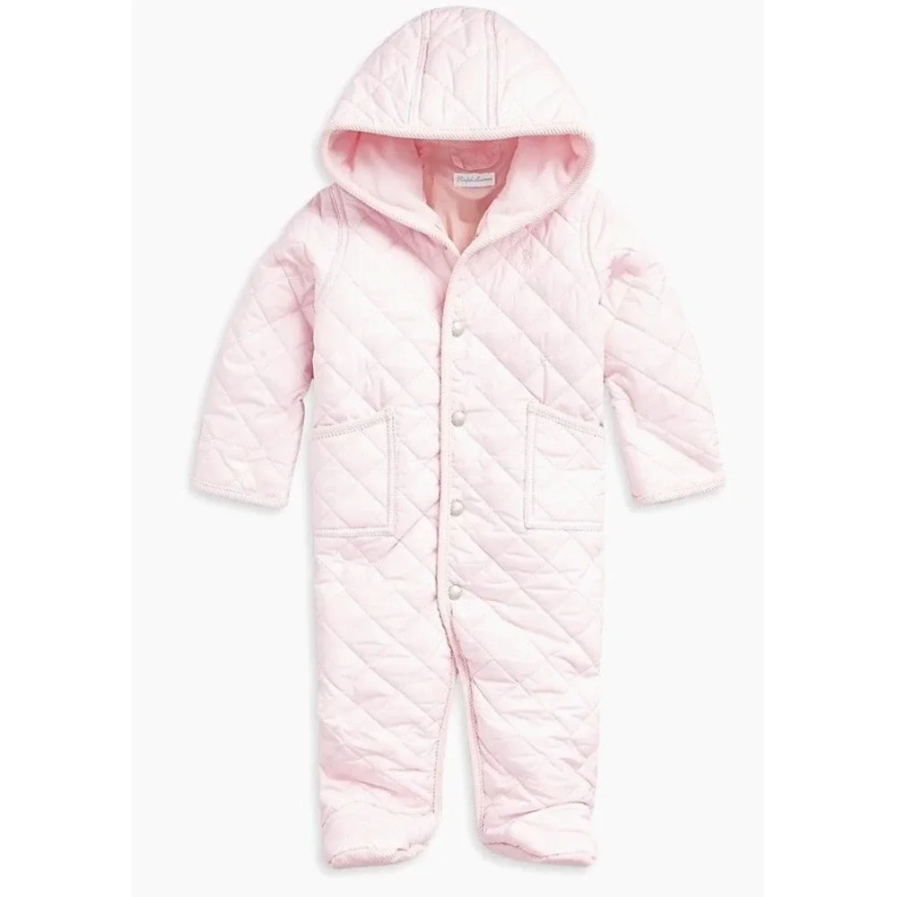 Ralph Lauren Baby Girls Water-Repellent Hooded Bunting 3 Months Pink